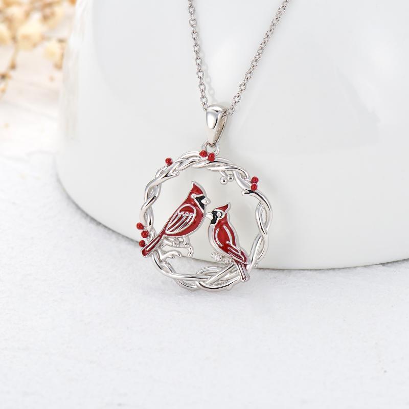 Pure silver plated Cardinal Tree Of Life Necklace