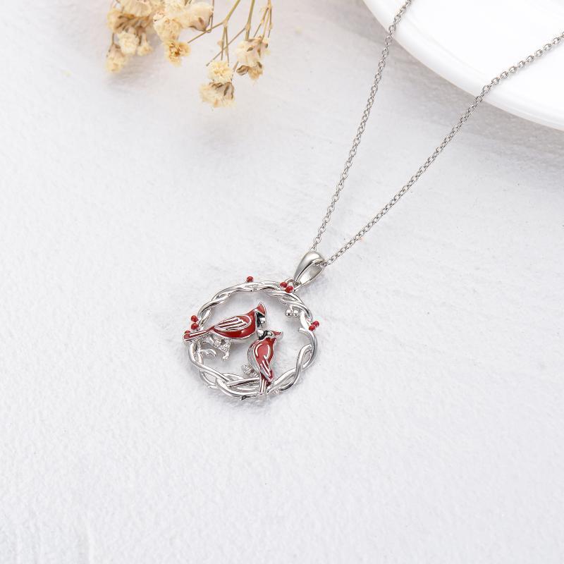 Pure silver plated Cardinal Tree Of Life Necklace