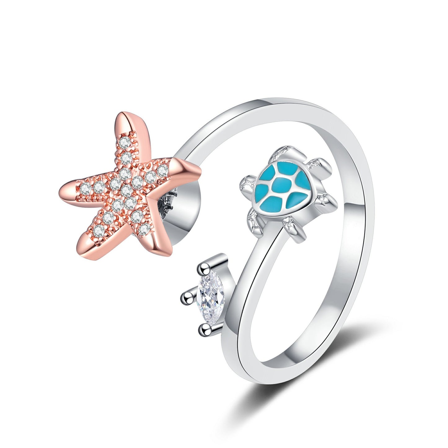 Turtle Star Rotating Ring Fashionable Stress Relieving Anxiety Opening Temperament Cute Animal Ring
