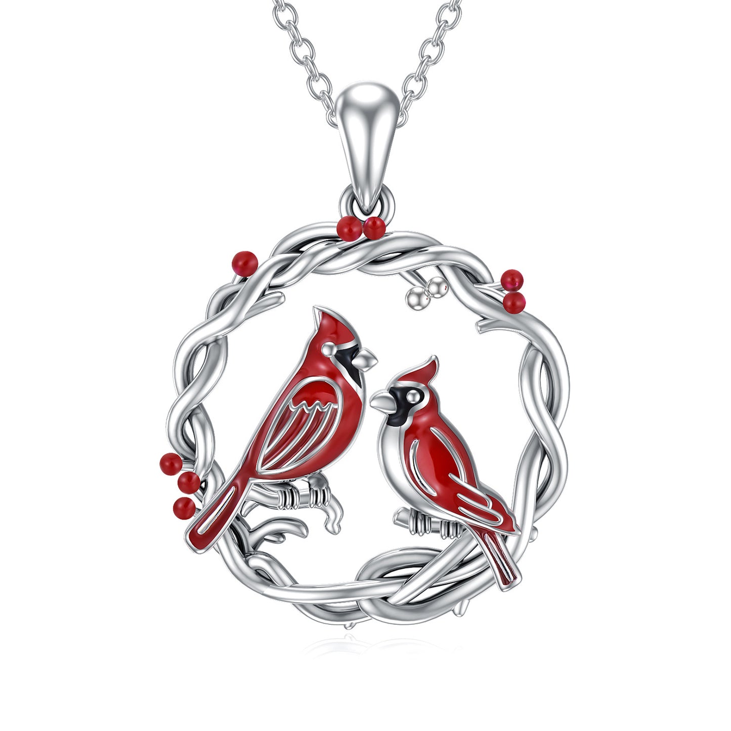 Pure silver plated Cardinal Tree Of Life Necklace