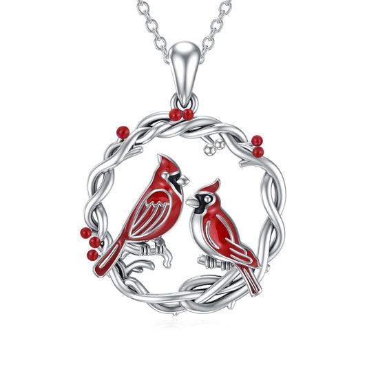Pure silver plated Cardinal Tree Of Life Necklace